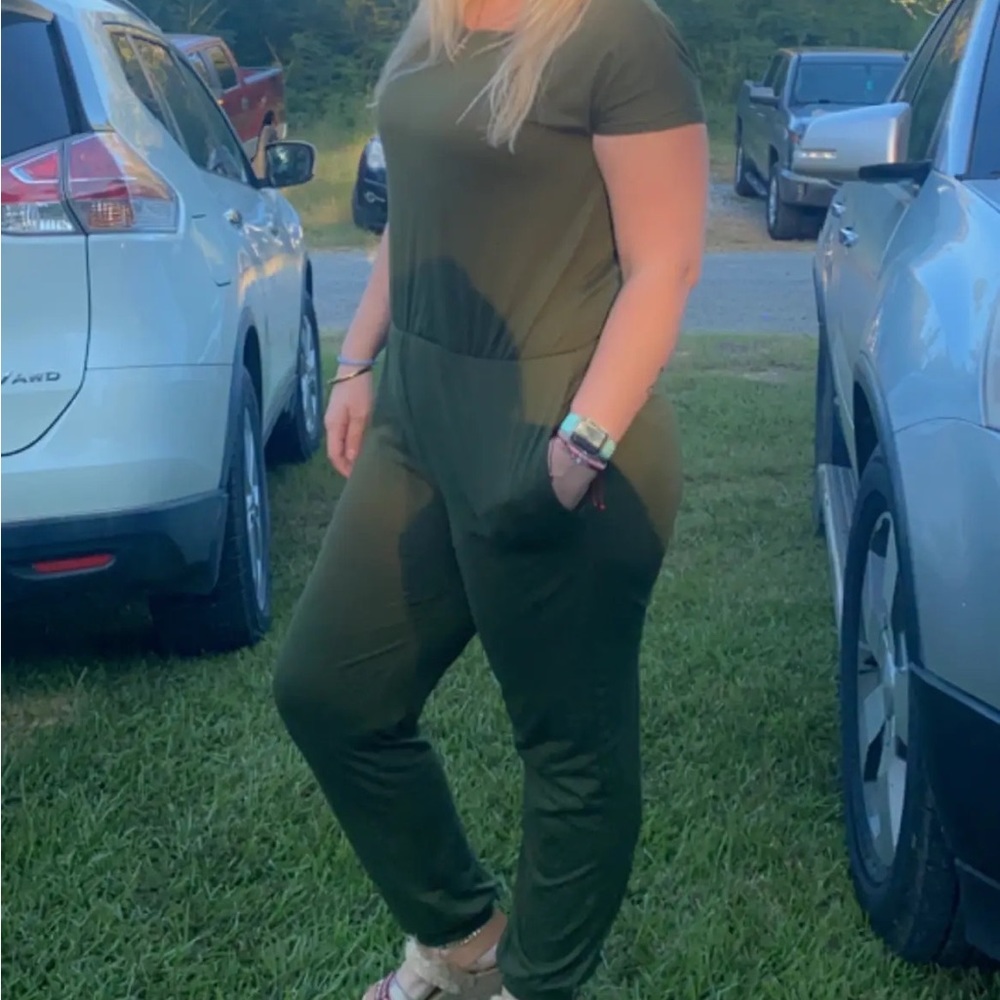Olive green joggers romper
